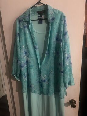 T-Shirt Dress with Sheer Aqua Long Sleeve Shirt